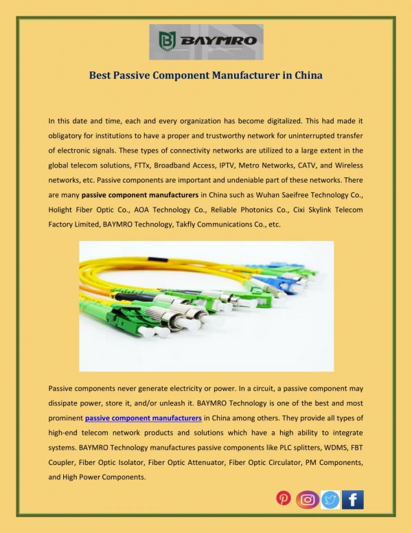 Best Passive Component Manufacturer in China