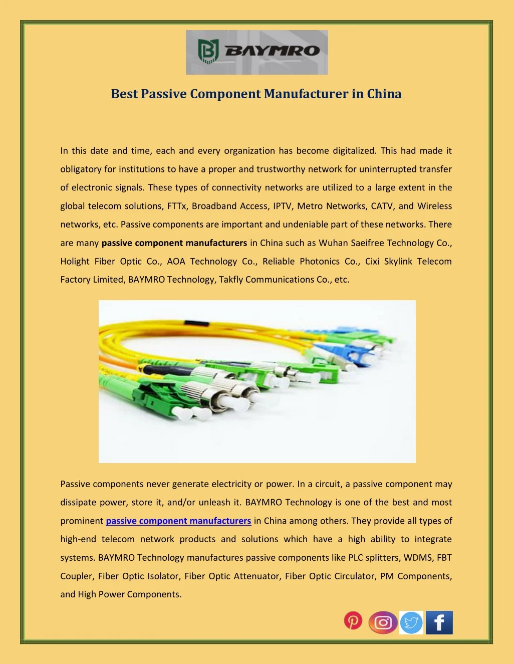 best passive component manufacturer in china