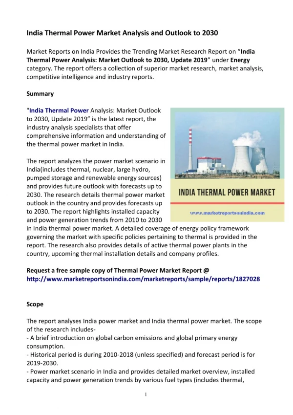 India Thermal Power Market Research Report 2030