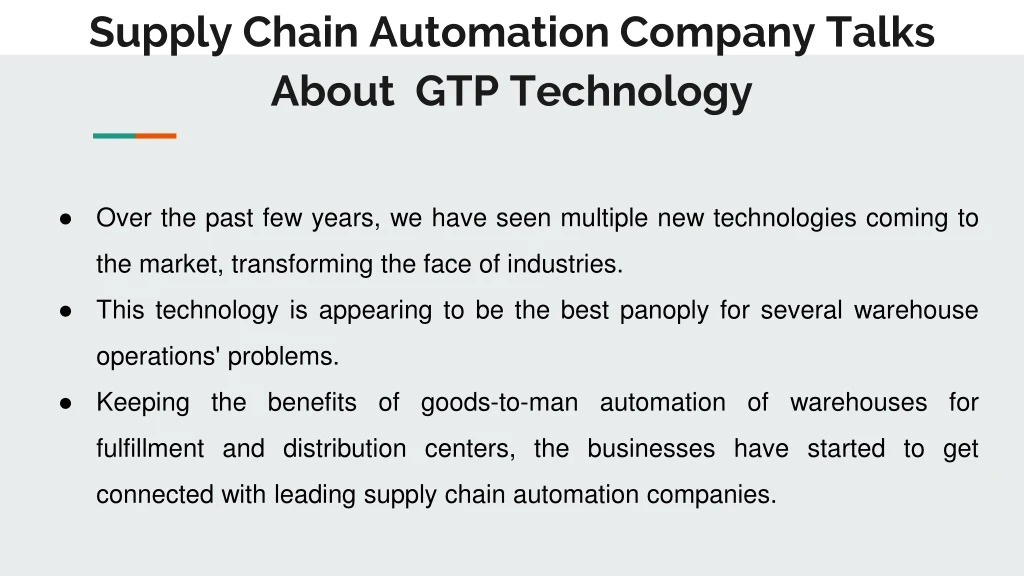 supply chain automation company talks about gtp technology