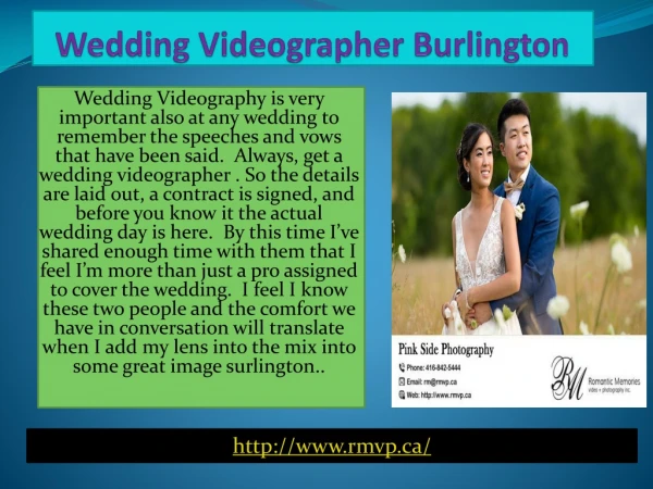 Wedding Videographer Burlington