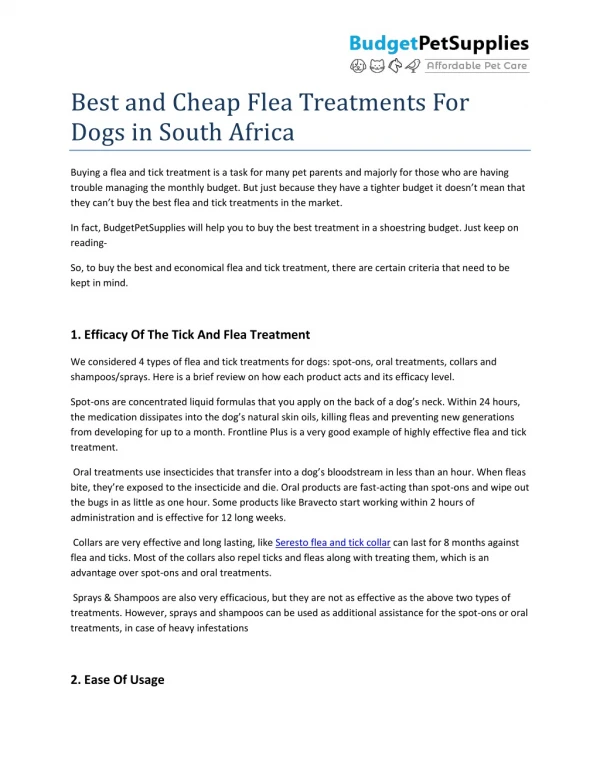 Best and Cheap Flea Treatments For Dogs in South Africa