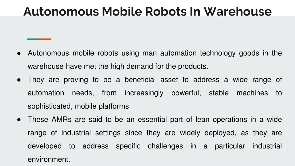 autonomous mobile robots in warehouse