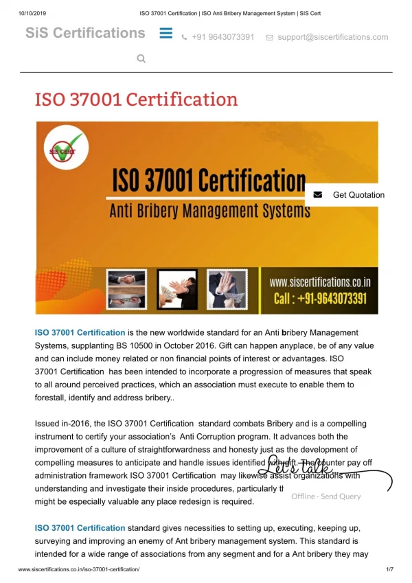 what is ISO 37001 Certification (Anti bribery Management Systems)?