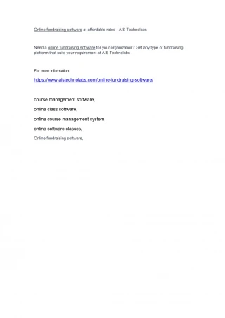 Online fundraising software at affordable rates - AIS Technolabs - slide 1
