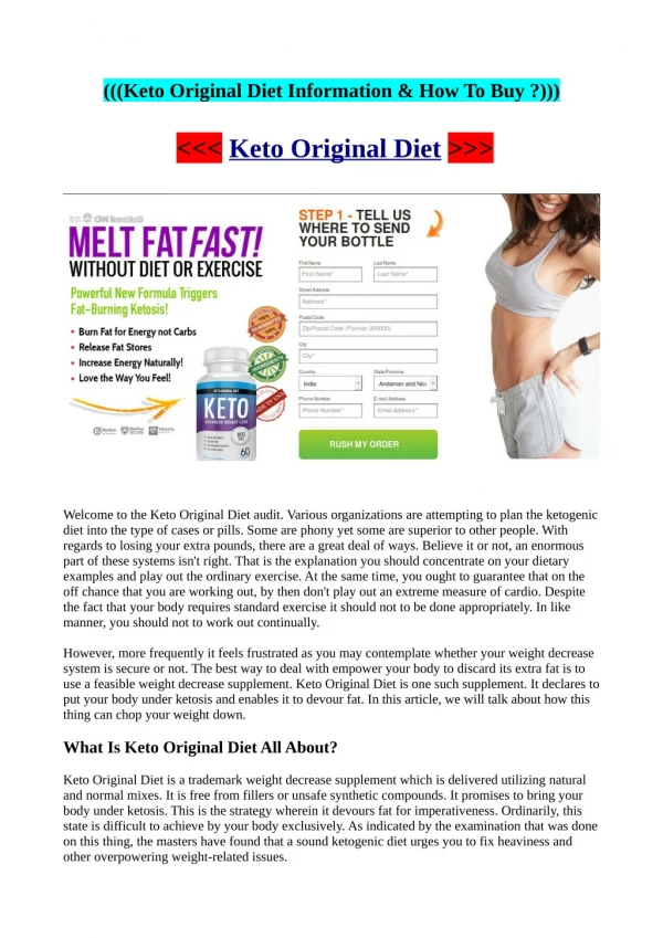 Keto Original Diet Best Way For Weigth Loss