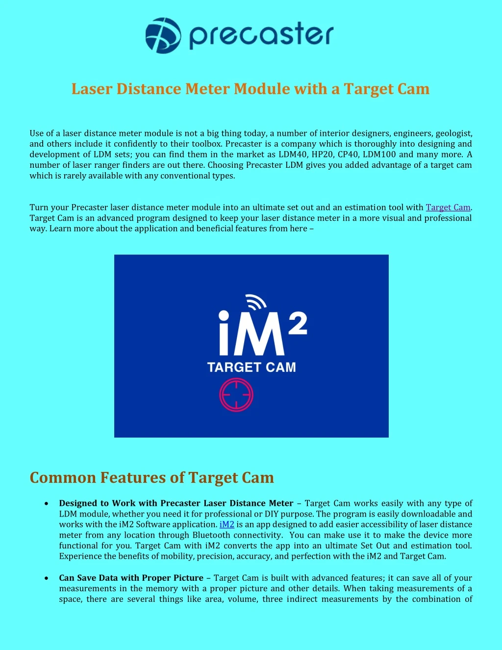 laser distance meter module with a target cam
