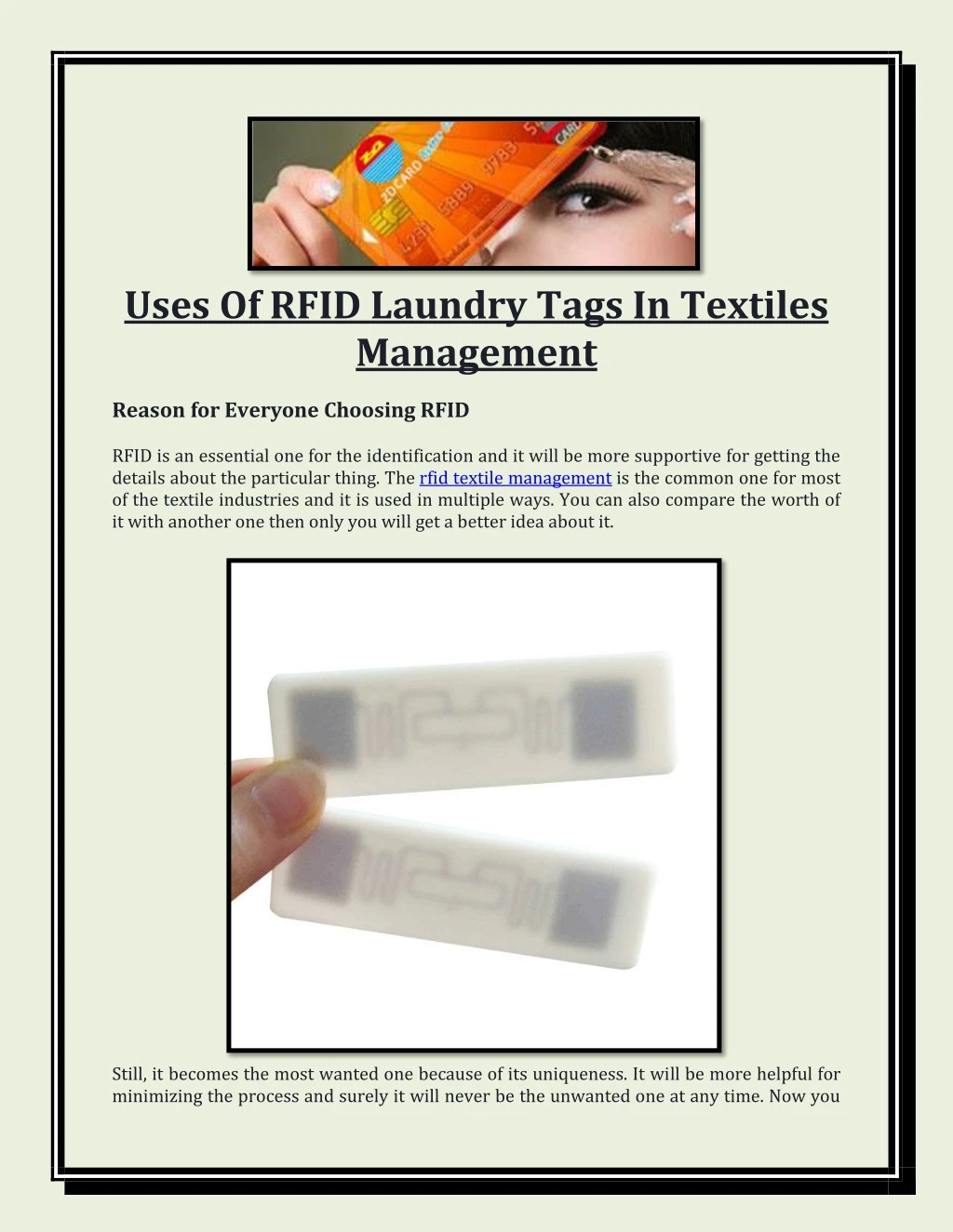 uses of rfid laundry tags in textiles management
