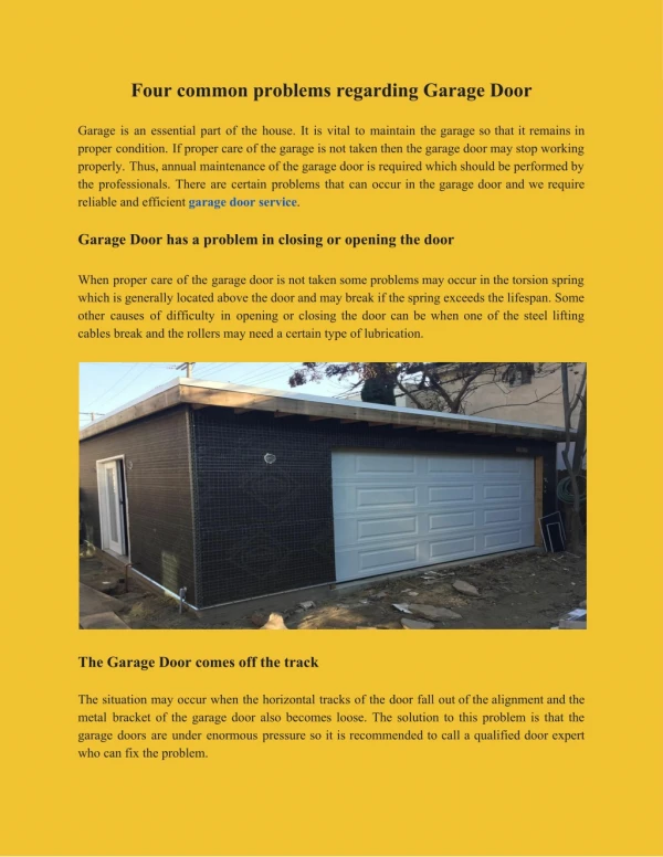 Garage Door Springs repair with opener installation