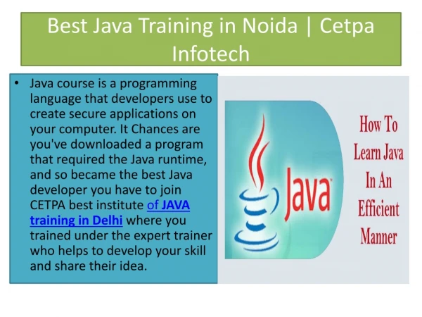 Best Java Training In Delhi | Advanced Java Training Institute In Noida