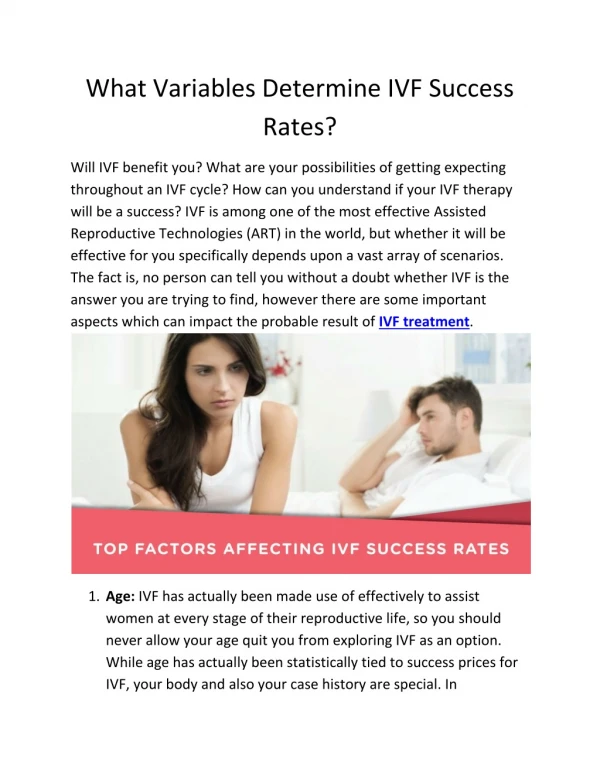 What Variables Determine IVF Success Rates?