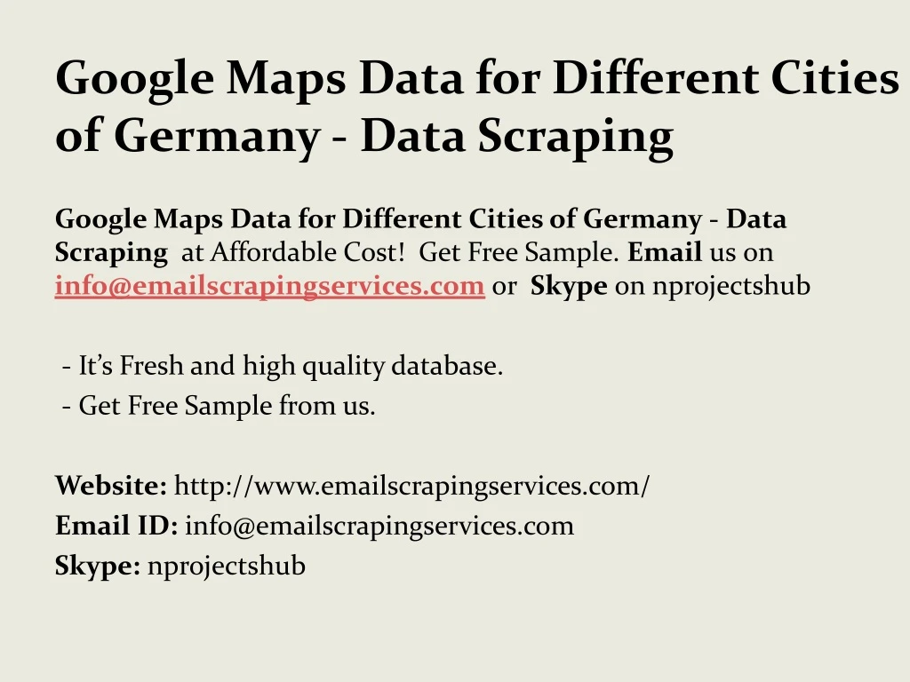 google maps data for different cities of germany data scraping