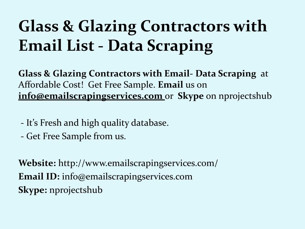glass glazing contractors with email list data scraping