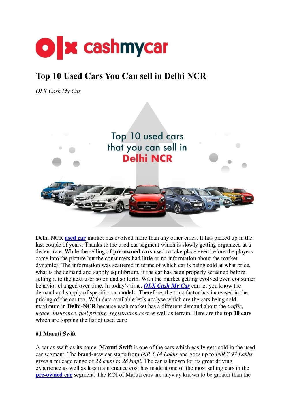 top 10 used cars you can sell in delhi