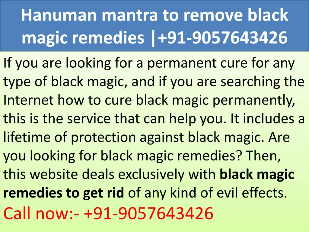 hanuman mantra to remove black magic remedies 91 9057643426