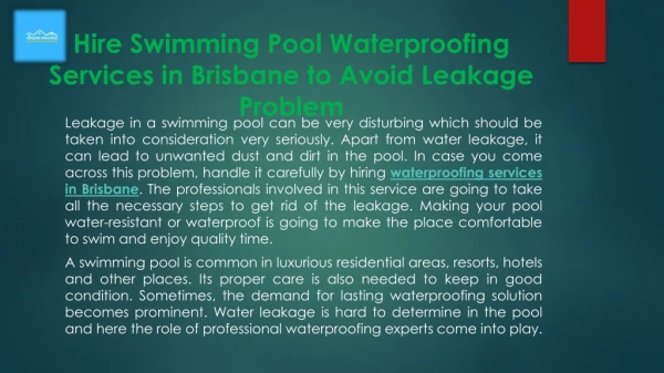 What All Things Are Done By Swimming Pool Waterproofing Experts?
