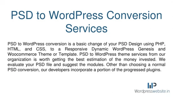 PSD to WordPress Conversion Services in India
