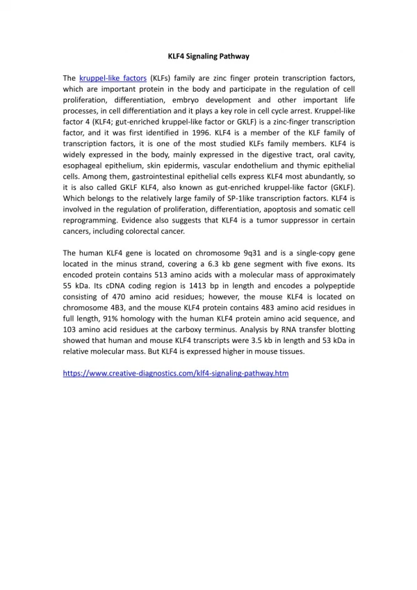 KLF4 Signaling Pathway