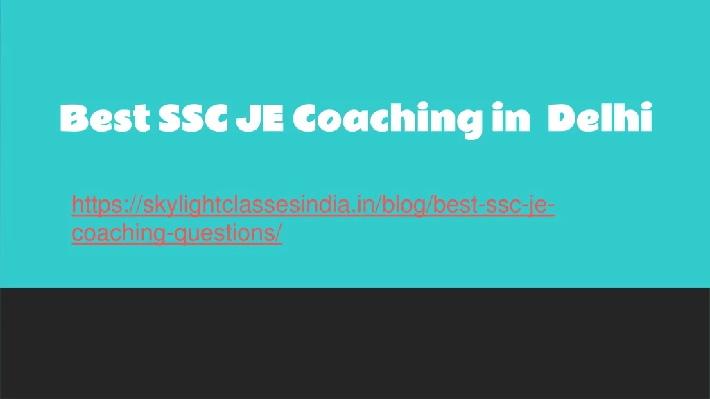 best ssc je coaching in delhi