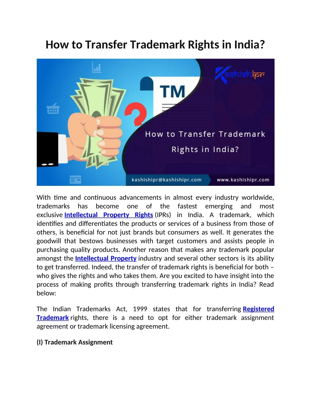 how to transfer trademark rights in india