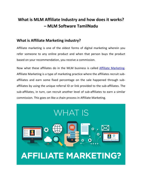 What is MLM Affiliate Industry and how does it works?
