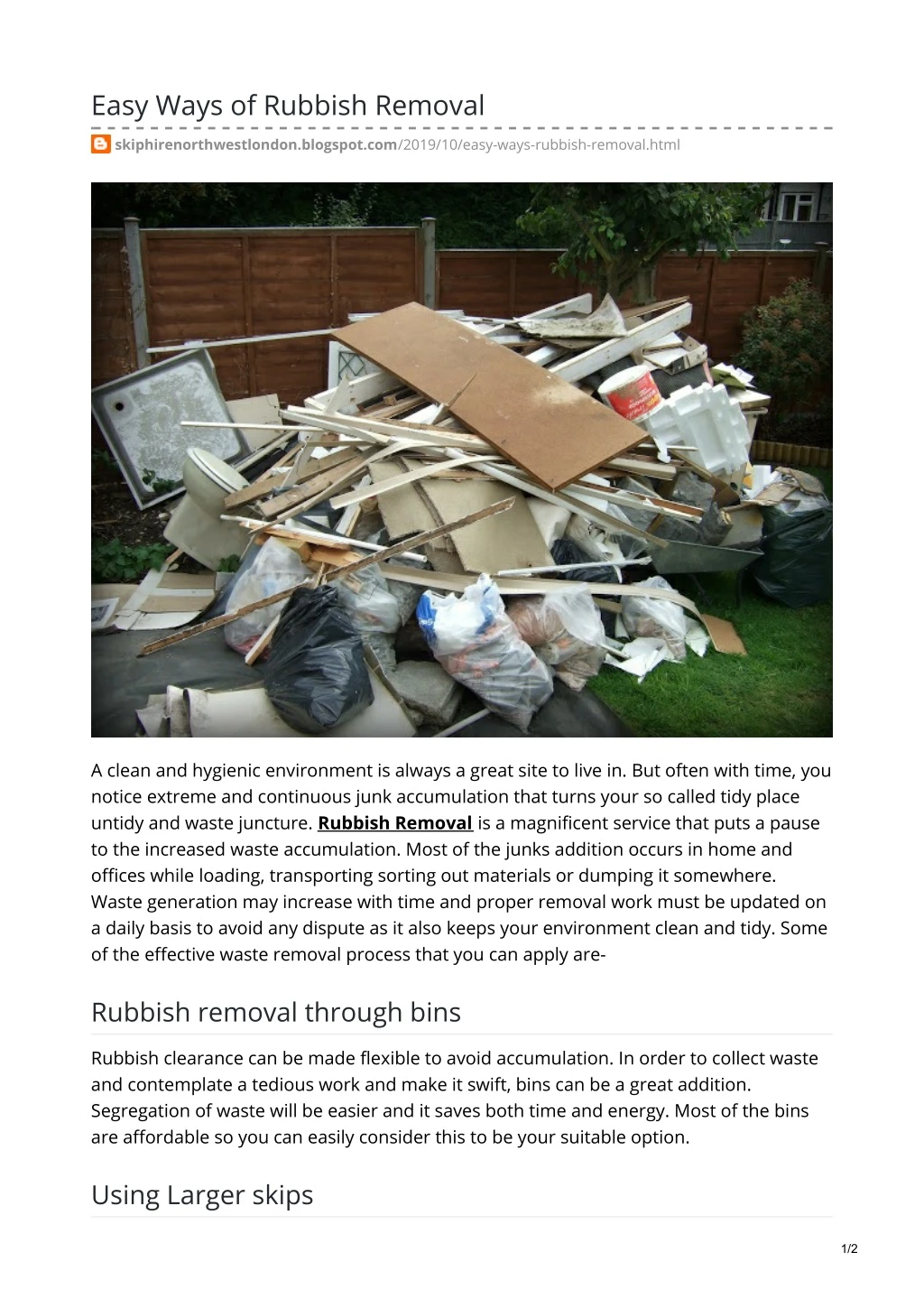 easy ways of rubbish removal