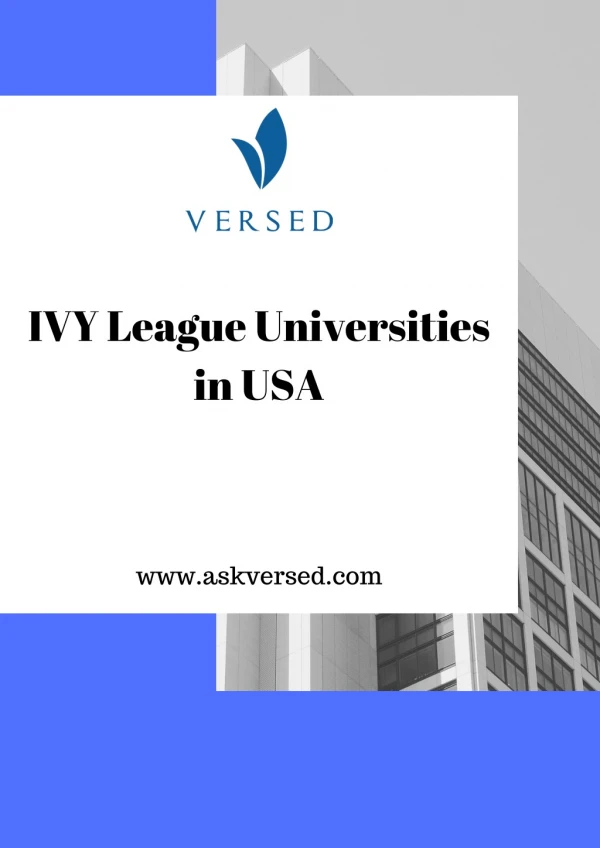 List of ivy league universities in USA | Versed - Parent Advisor