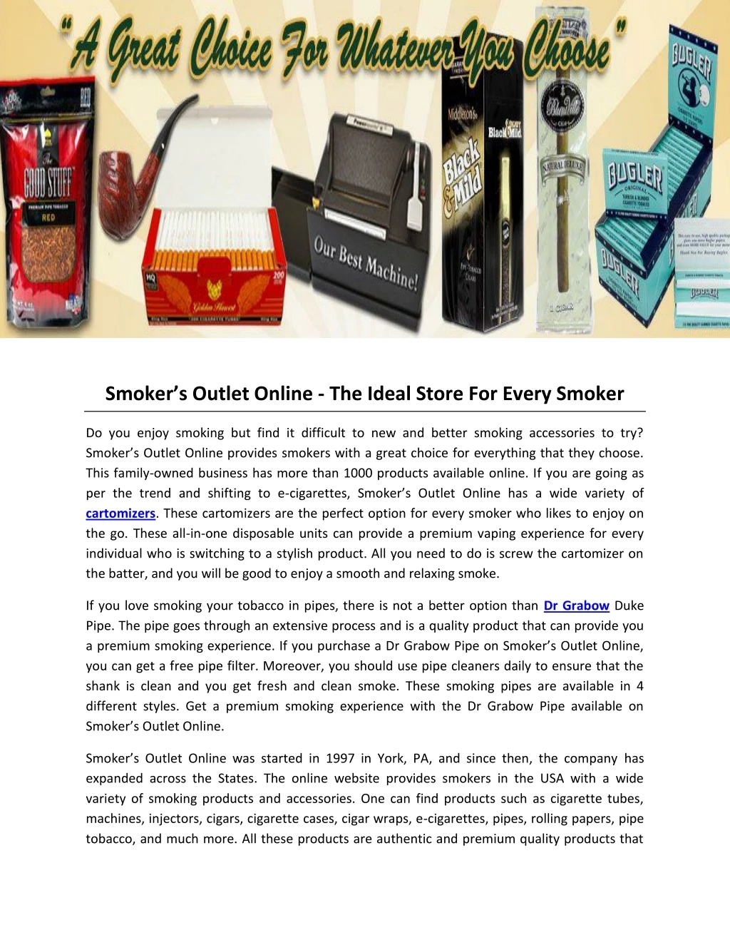smoker s outlet online the ideal store for every