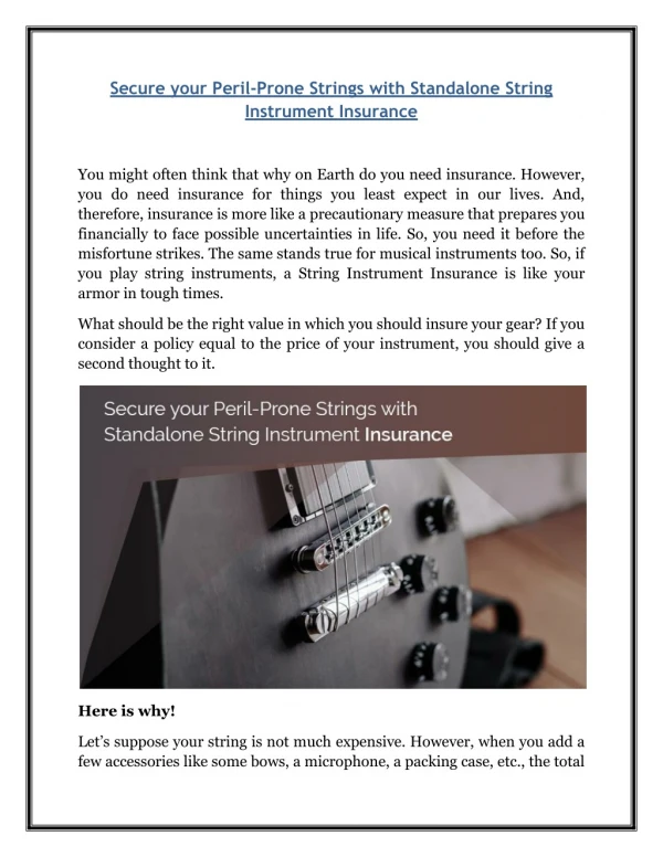 Secure your Peril-Prone Strings with Standalone String Instrument Insurance