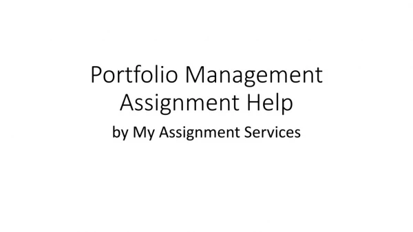 p ortfolio m anagement a ssignment h elp