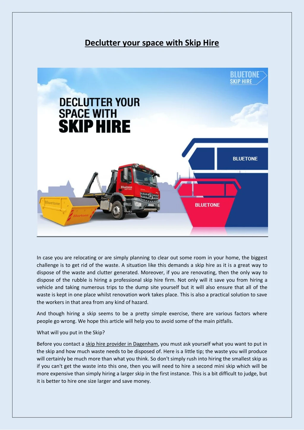 declutter your space with skip hire