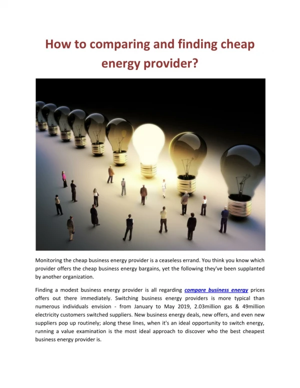 How to comparing and finding cheap energy provider?