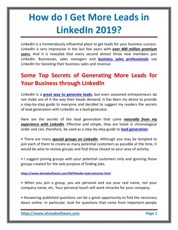 How do I get more leads in LinkedIn 2019