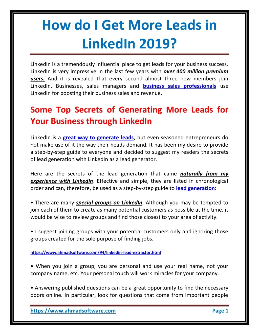 how do i get more leads in linkedin 2019