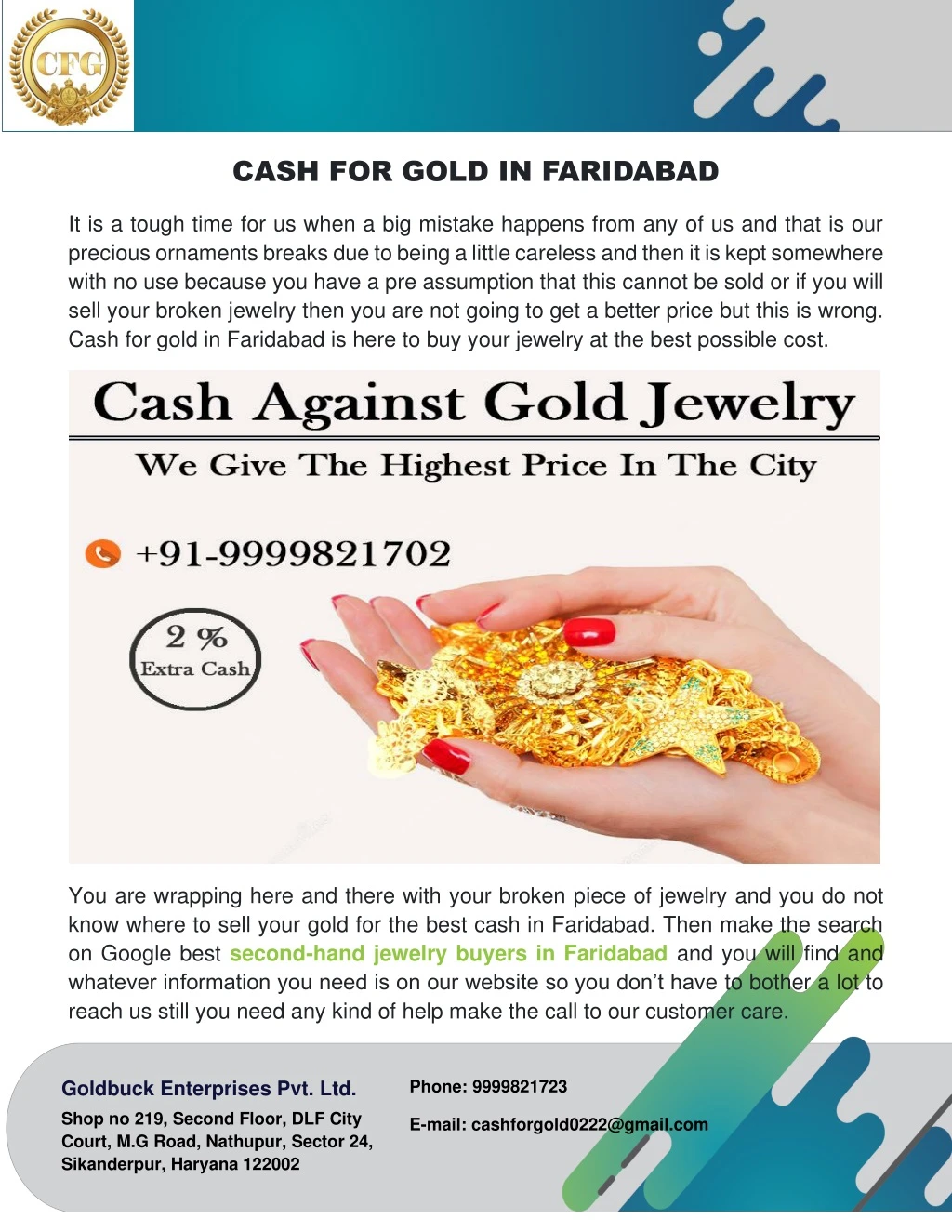 cash for gold in faridabad