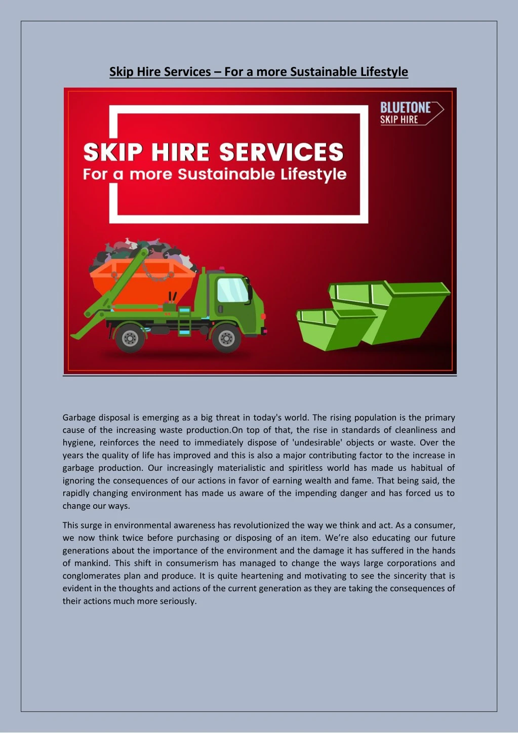 skip hire services for a more sustainable