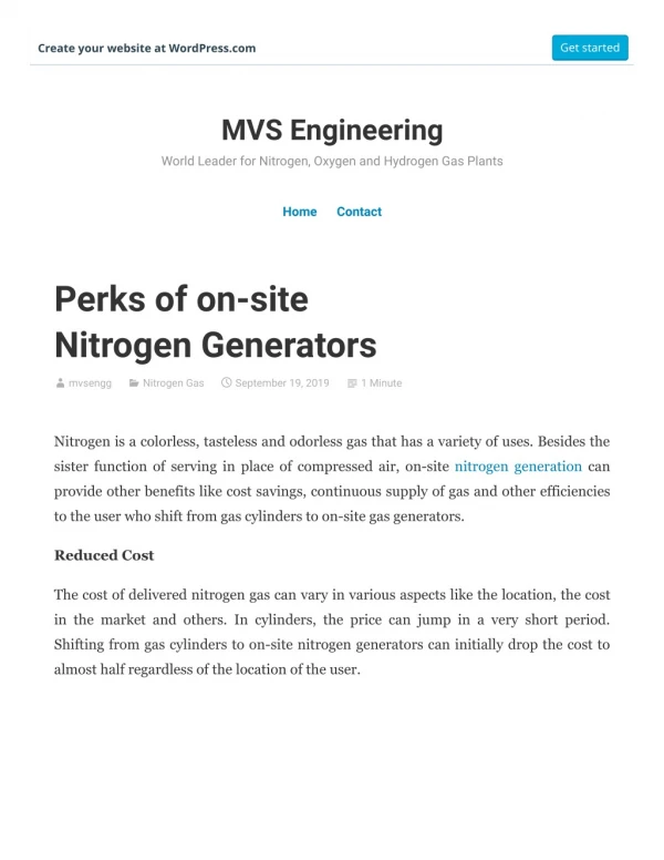 Perks of on-site Nitrogen Generators