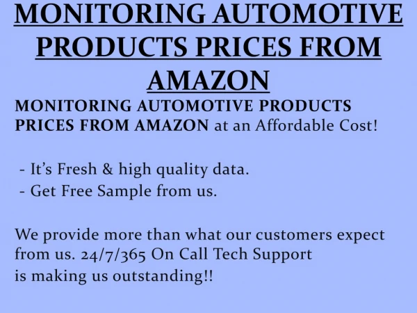 MONITORING AUTOMOTIVE PRODUCTS PRICES FROM AMAZON