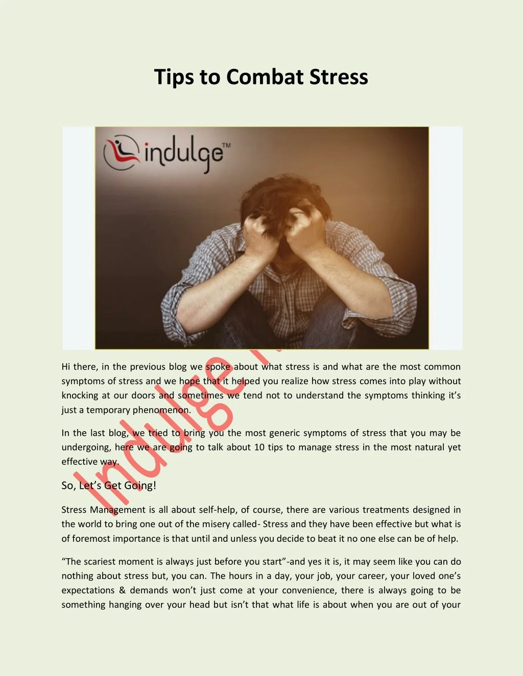 tips to combat stress