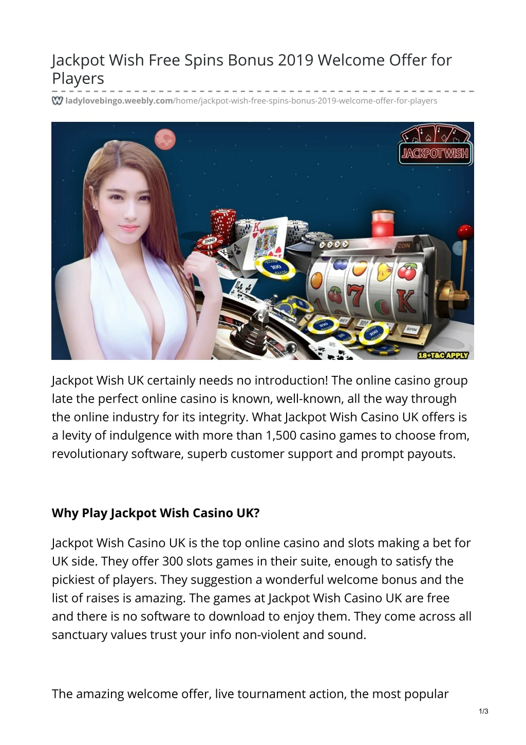 jackpot wish free spins bonus 2019 welcome offer