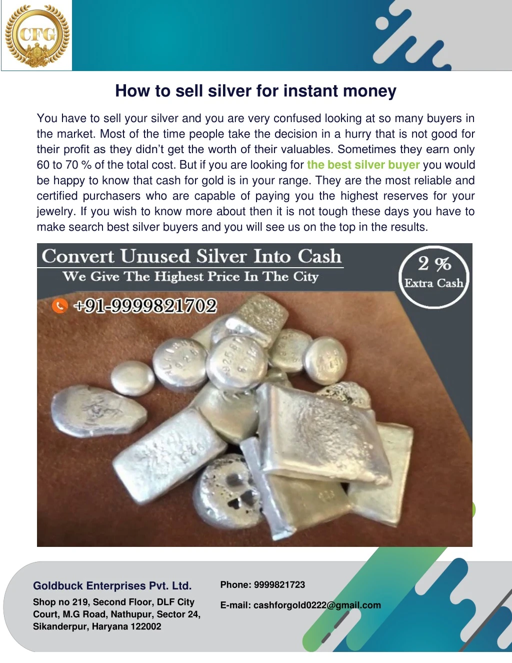how to sell silver for instant money