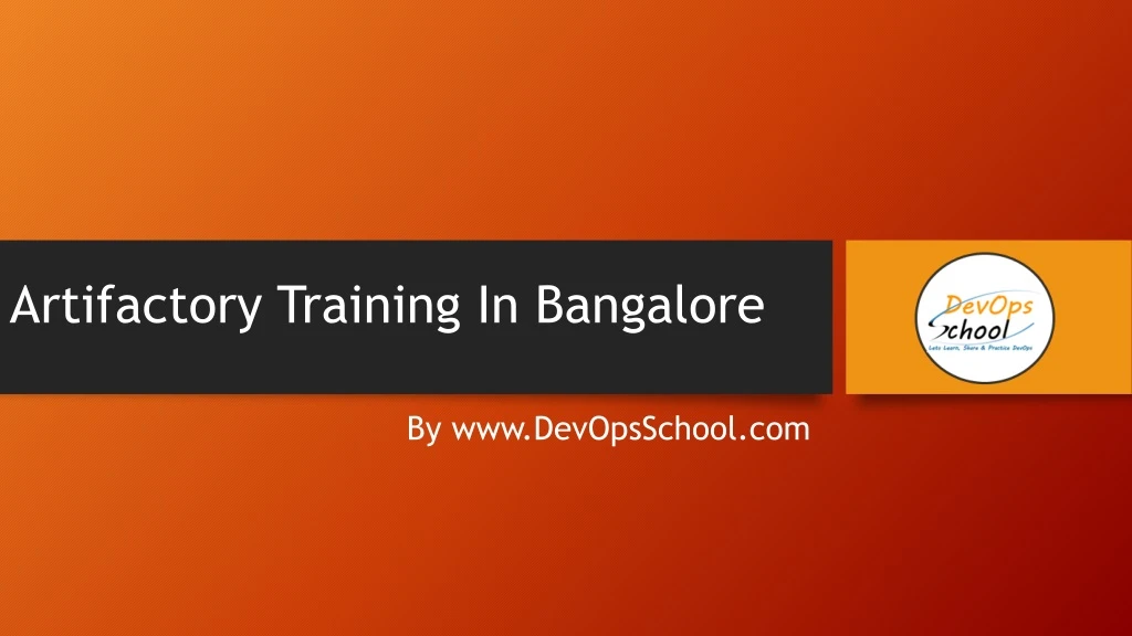 artifactory training in bangalore