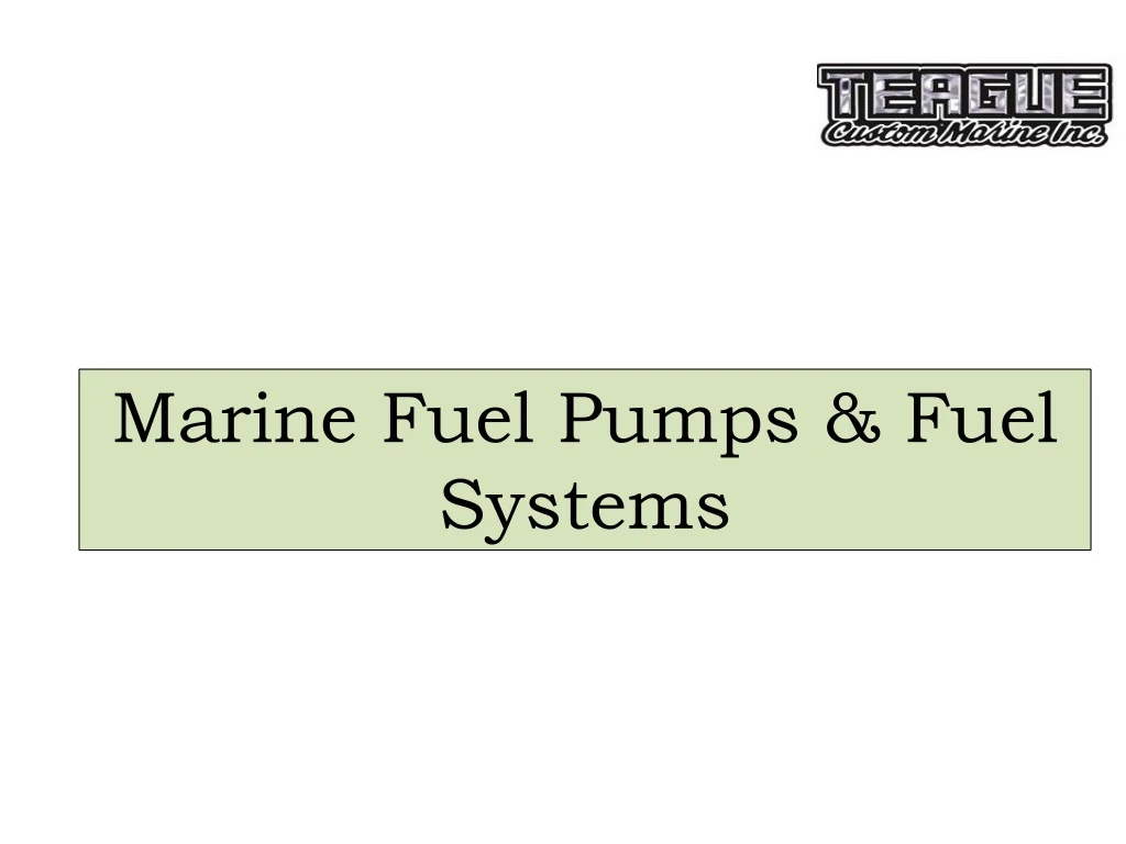 marine fuel pumps fuel systems