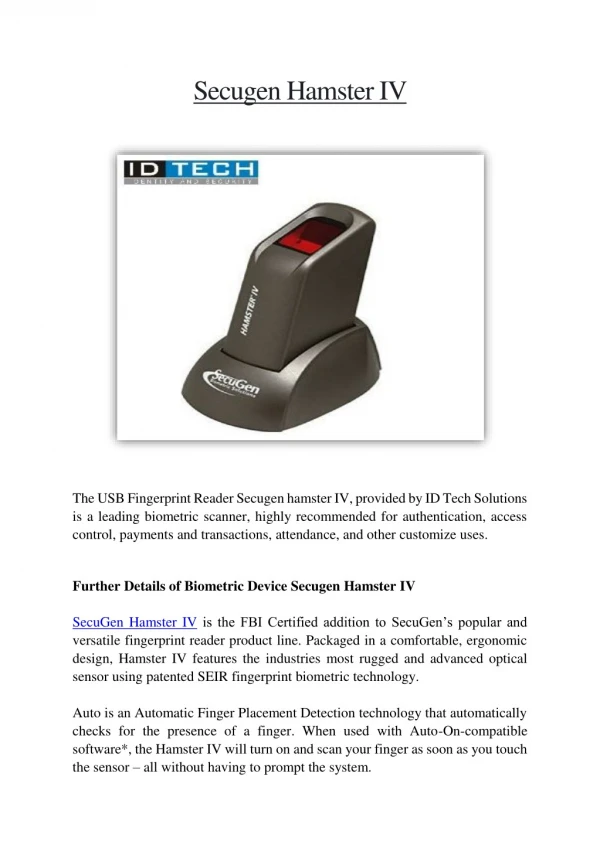 USB Biometric Reader | Fingerprint Scanner | Fingerprint Reader | India