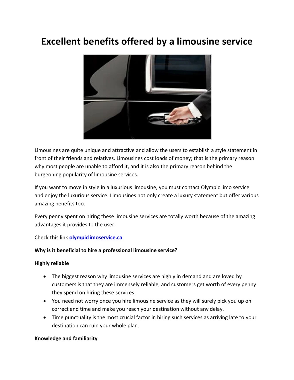 excellent benefits offered by a limousine service