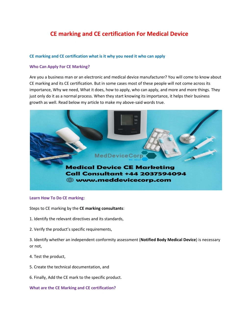 ce marking and ce certification for medical device