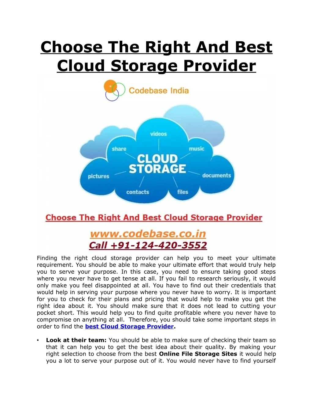 choose the right and best cloud storage provider