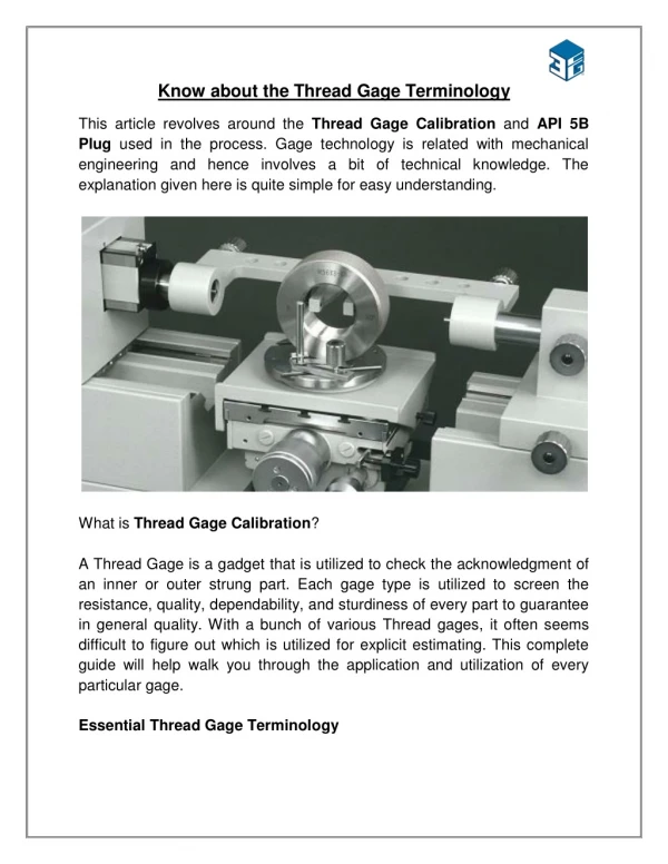Know about the Thread Gage Terminology