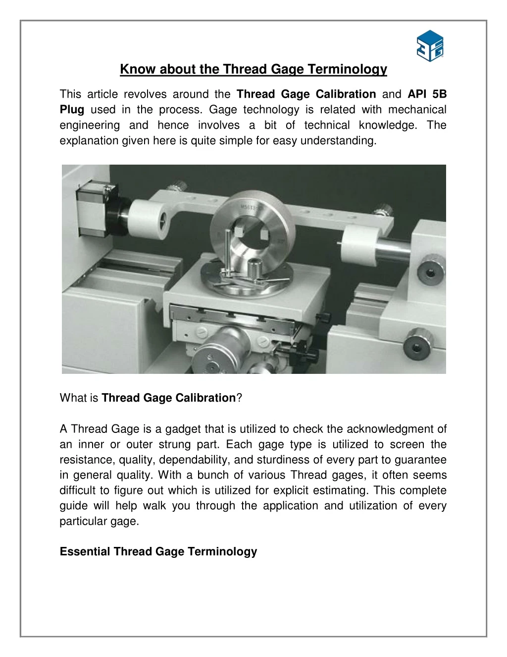 know about the thread gage terminology