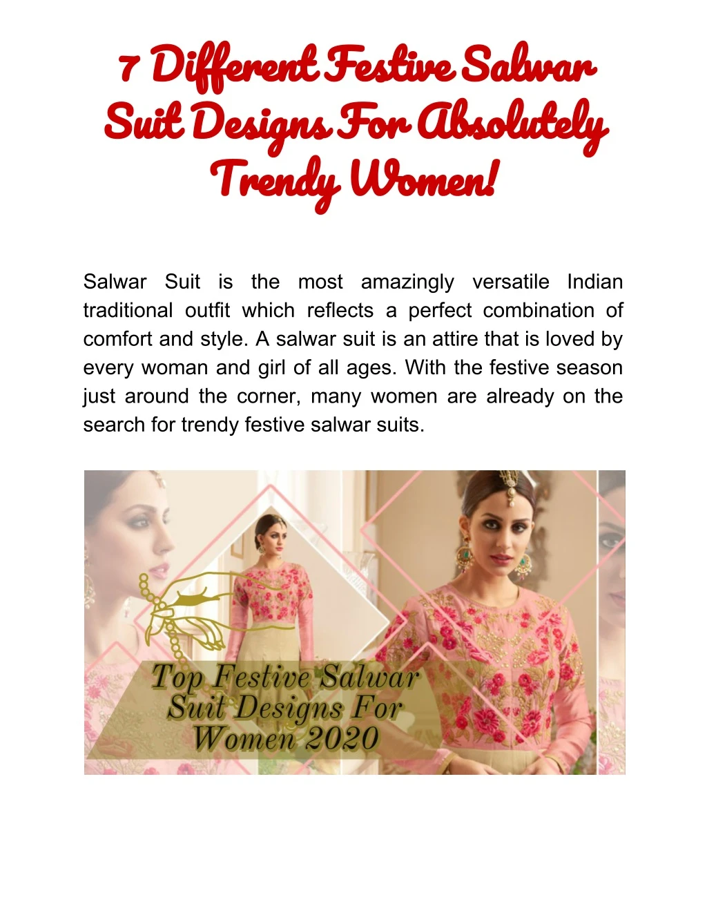 7 different festive salwar suit designs
